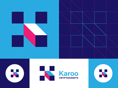 Karoooooooo branding crypto geometric grid icon illustration k k logo logo logo design monogram simple typography