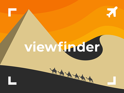 viewfinder logo illustration brand branding desert flat holiday illustration logo mark pyramid travel vector view wordmark