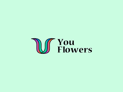 U Flowers design illustration logo typography vector