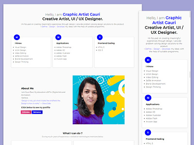 Personal Portfolio - Website Design by Graphic Artist Gauri adobe illustrator adobe photoshop css3 html css html5 personal website portfolio responsive website design ui ux website design