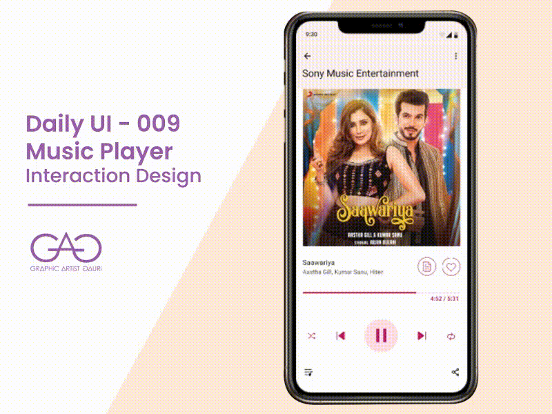 DailyUI 009 : Music Player Interaction Design adobe after effects collectui dailyui figma figma animation interaction design musicplayer user interface