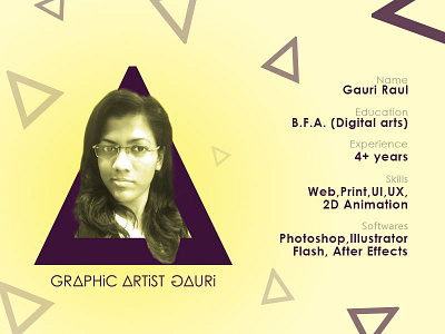 About Me - Graphic artist Gauri about me artist biography graphic designer introduction ui designer ux designer