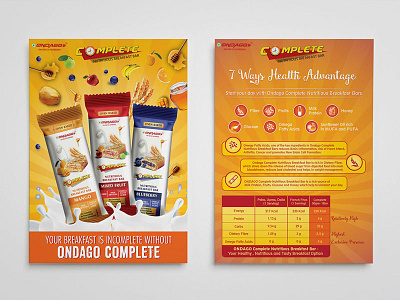 Ondago Complete Breakfast Bar - Leaflet Design adobe illustrator branding creative graphic design layout design leaflet design pamplet design print media