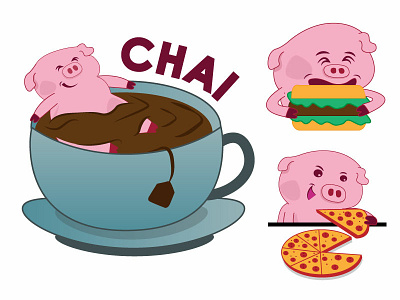 Piku Eating Habits - Lazy Pig Sticker Design