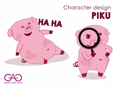 Piku - Lazy Pig Sticker Design adobe illustrator character concept character design design illustration sticker sticker set