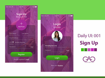Day 1 - Signup DailyUI Challenge 100 day ui challenge adobe photoshop adobexd collectui daily 100 challenge dailyui login signup ui design ux design visual design