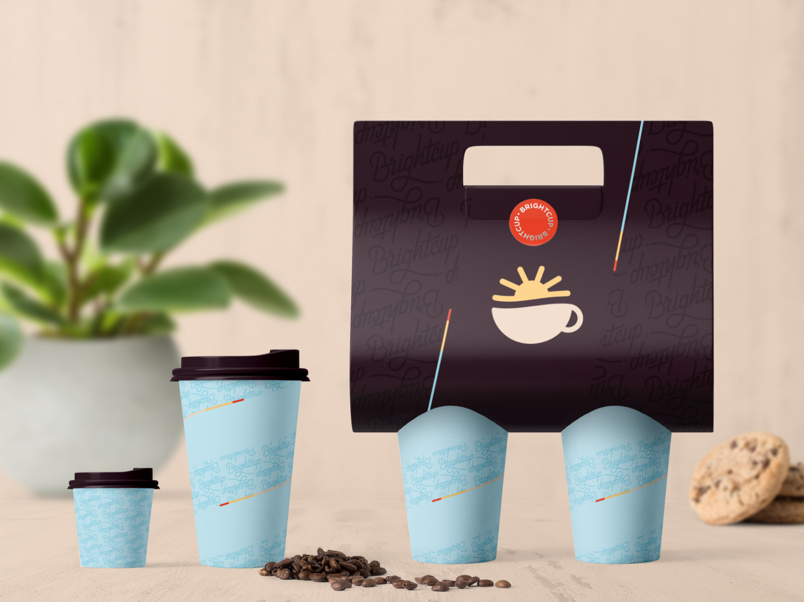 Brightcup Cafe - Paper cups and cup holder by Betina Todorova on Dribbble
