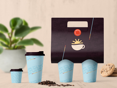 Brightcup Cafe - Paper cups and cup holder brand identity branding cafe coffee coffee cup packaging packaging design
