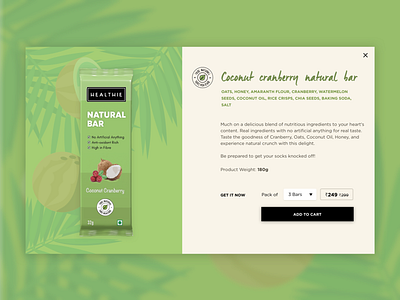 Quick buy pop-up for a natural food e-commerce client. branding ecommerce food green healthy minimal natural user interface web design