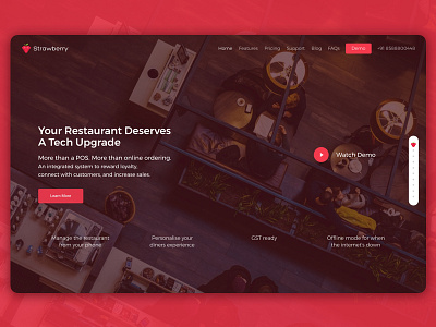 Strawberry POS - Landing Page UI design landing page design ui design uiux web design