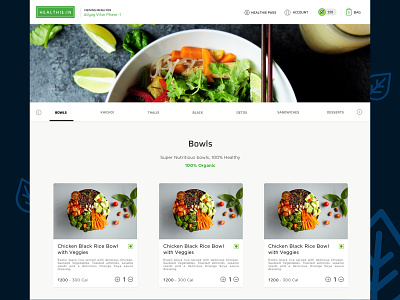 Menu Page UI - Healthie Lite art direction ecommerce food app minimal typography ui user interface ux web design