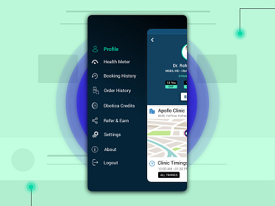 Navigation drawer design - Dbotica Healthcare app app design clean design healthcare app navigation drawer navigation menu sketch uiux user interface
