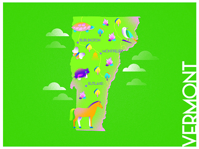 A state a day. #46 - Vermont art bold colors challenge color combinations color palette color study design flat gradient green illustration infographic map noise poster states texture usa vector vermont
