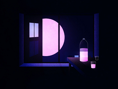 Strawberry Moon art building city coronavirus dark design drink gradient illustration isolation kitchen moon night noise pink quarantine shadow texture