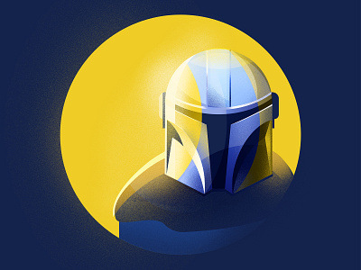 Mando art blue character design disney flat geek gradient illustration mandalorian minimal sci fi star wars starwars vector yellow