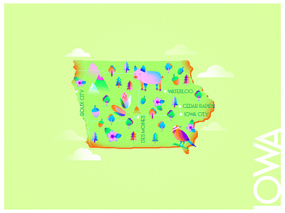 A state a day. #30 -Iowa art bright challenge color combinations color palette color study design flat gradient green illustration infographic iowa map noise poster states texture usa vector