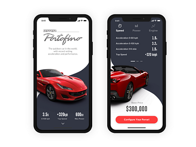 Ferrari App Concept adobe xd app concept ferrari ios ios app mobile ui ux