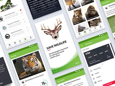 Wildlife Aid - Android App adobe xd android android app donation mobile app photoshop ui ui design ux wildlife