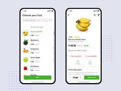 Fruit buying App adobe xd app design ios mobile product product listing product page ui