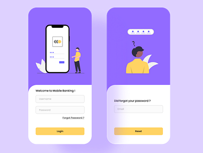 Illustrated Login Screen for mobile banking design figma figmadesign illustration login mobile ui uidesign
