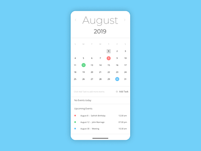 Calendar Design calendar calendar 2019 card design figma figmadesign mobile uidesign white