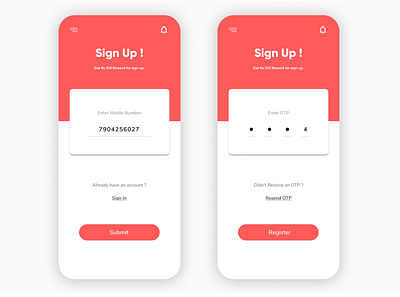 Sign Up card figma figmadesign mobile otp register signin signup ui uidesign