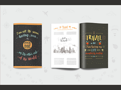 Travel quotes, hand drawn lettering cards. Prints for t-shirt.