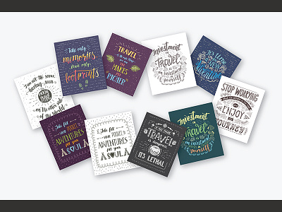 Travel quotes, hand drawn lettering cards. Prints for t-shirt.