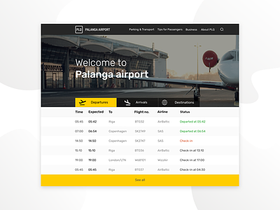 Landing Page Airport airport departures landing page ui website yellow