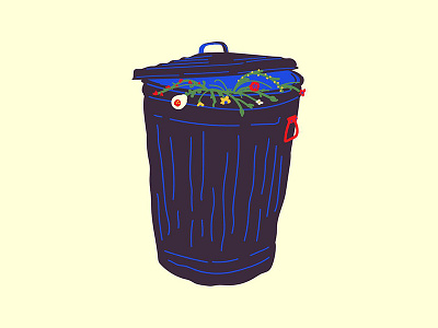 Trash Can Flowers art floral flowers garbage illustration trash