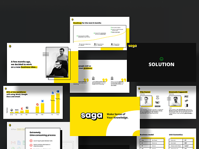 Saga Pitch Deck branding graphic design notes oblik oblik studio pitch deck design presentation saga tool visual identity yellow
