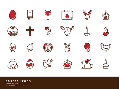 Free Easter Icons bible chicken easter easter bunny egg holiday icons illustrator jesus christ spring vector