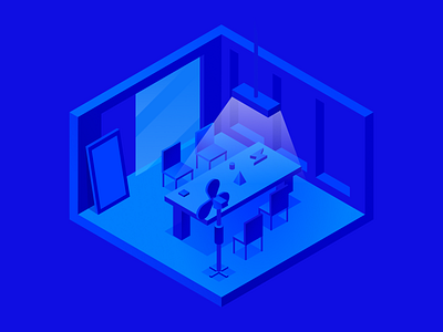 Oblik Office Tribute II blue figma illustration illustrator isometric monochrome oblik oblik studio office office space workplace workspace