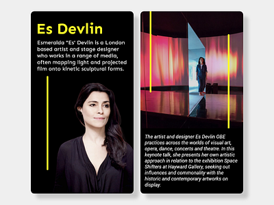 ArtSpace - Es Devlin Profile's app cards design ios design minimal ui ui design