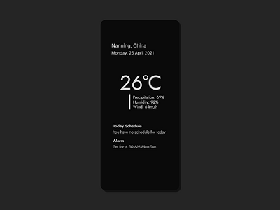 Minimalist Weather, Schedule & Alarm App - Concept