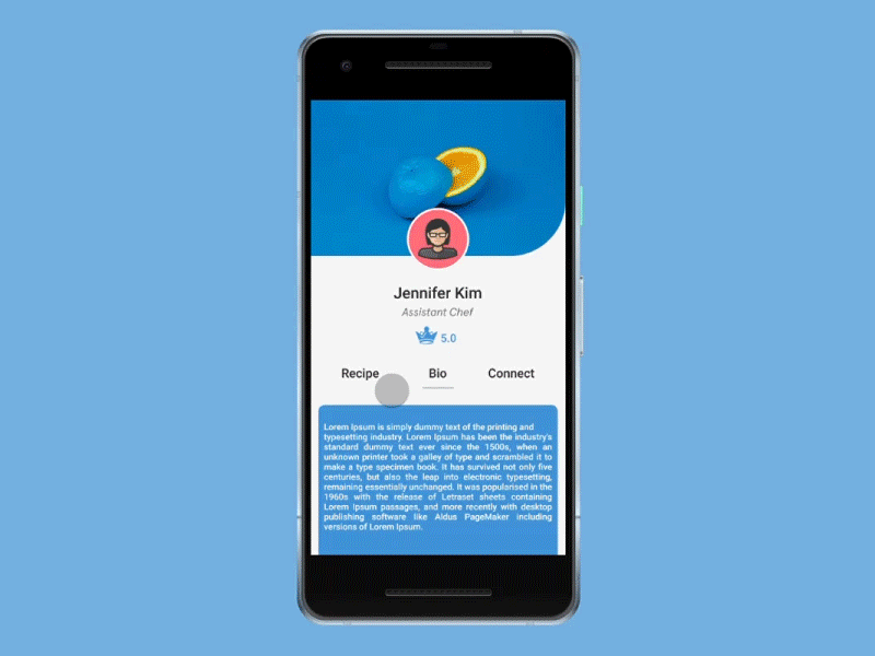 Profile UI - Concept in Motion android app cards design illustration interaction design minimal ui design