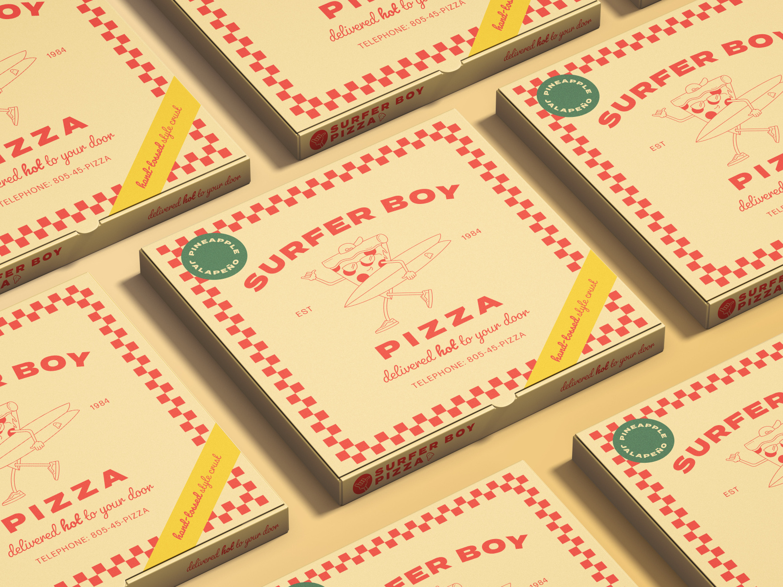 Surfer Boy Pizza Box by Justine Gaetano on Dribbble