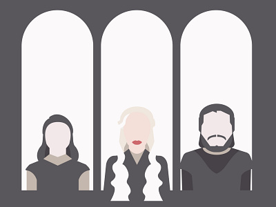 Game of Thrones | Tribute Triptych arya stark daenerys targaryen game of thrones illustration jon snow khaleesi vector