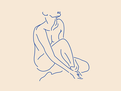 S E A T E D . N U D E ▫️ bather bather series blue digital art figure studies illustraion line art nude vector