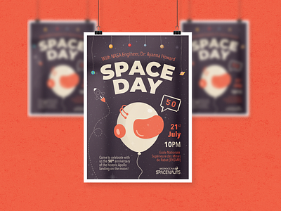 Space Day Event Poster astronaut branding celebration design graphic design illustration poster space vector