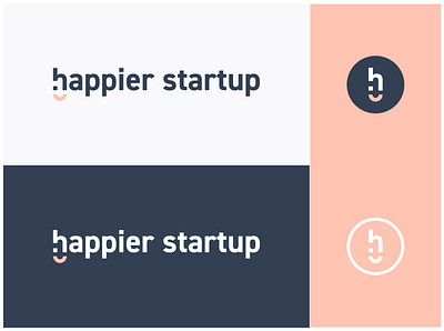 Happier Startup - Option 3 blue brand branding creative design icon logo logo design minimal modern pink