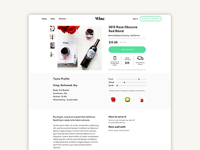 Winc Product Page
