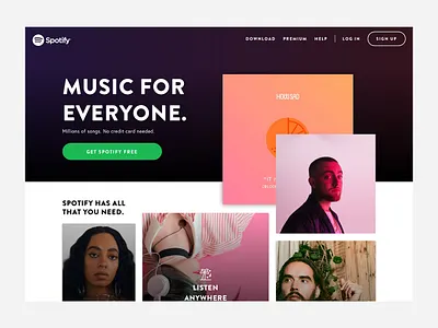 Spotify Landing Page app brand design branding design graphic design interaction design product design product design ui ui ux user experience user interface web design