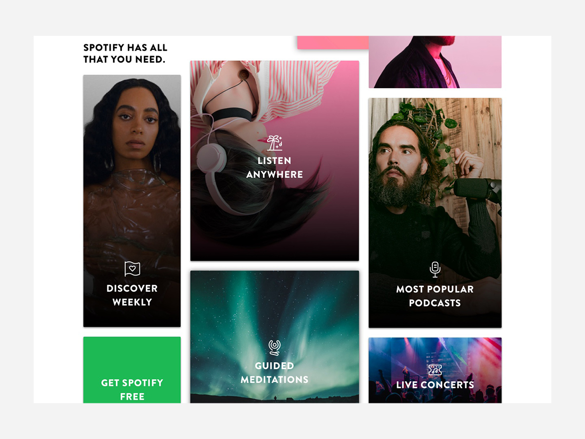 Spotify Landing Page by Jared Brainerd on Dribbble