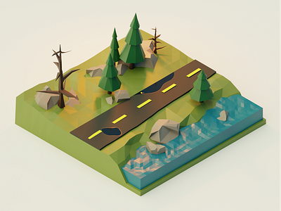 Forest Road 3d 3d art 3d modeling blender blender3d illustration