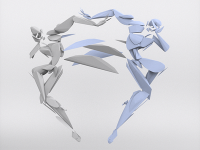 Dancer duo - VR sculpture series 3d 3d art 3d artist 3d modelling 3d models 3d sculpture ballet contemporary dance dance fashion