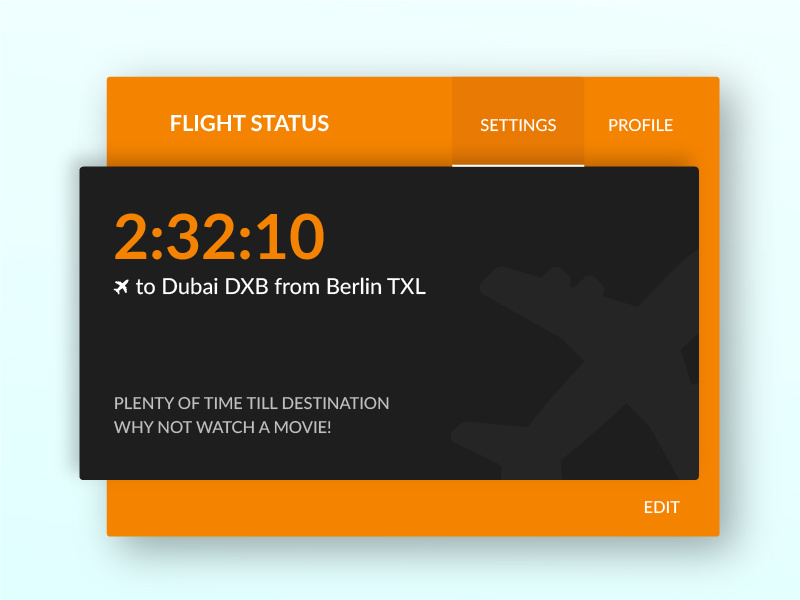 In-flight Screen design card ui screen movie flight