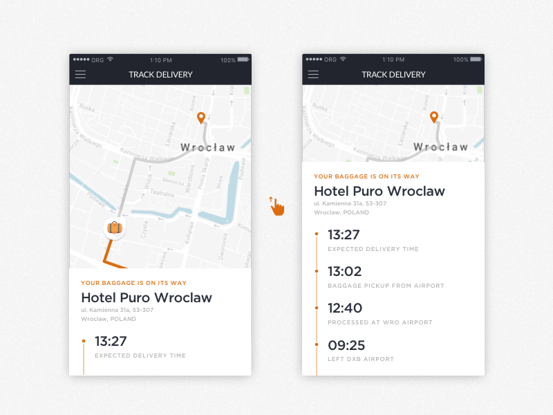 Bag Track UI by Matthew vella on Dribbble