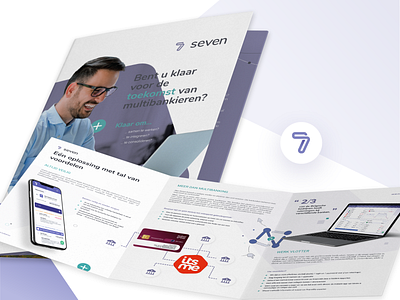 Seven | A4 brochure app banking brand brand identity branding brochure creative dashboard design digital finance fintech graphic design identity illustrator mock up photoshop print purple white