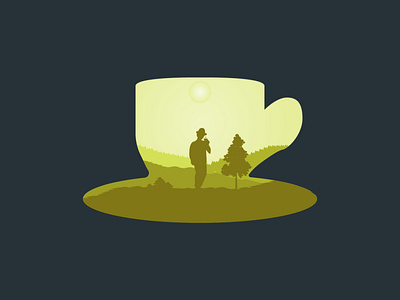Coffee Nature art character coffee colors design forest illustration journey man mood mountain nature silhouette skyline wind